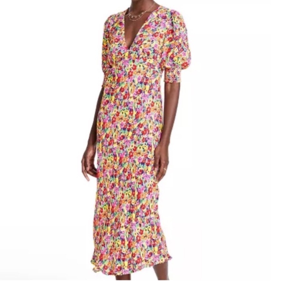 Rixo Women Multicolor Abstract Floral V-Neck Maxi Dress Size 2 New With Tags